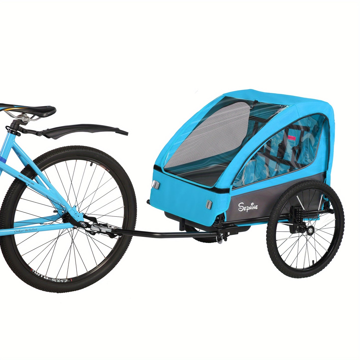 Fietskar 2-in-1 – Fietsaanhanger – Kinderfietsaanhanger – Tweepersoons Fietskar – Bagagekar – Blauw – Veilige Vering – Inklapbaar En Eenvoudig Te Monteren