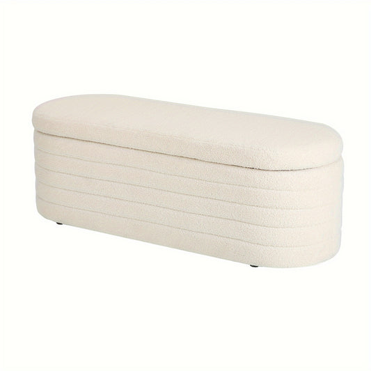 Sitzbank Mit Stauraum, Schuhbank Mit Sitzfläche, Teddystoff Sitzhocker, Moderner Sitztruhe Mit Großem Stauraum Aufbewahrungsbox, Sitzbox Für Schlafzimmer Wohnzimmer Weiß