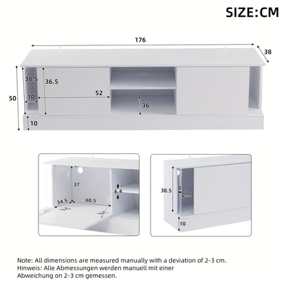White High-Gloss Metal TV Stand for 70-Inch TVs - Floor Standing with Shelves, Modern Minimalist Design for Living Room, Durable & Stylish Storage Solution, Tv Table for Living Room, Contemporary Furniture, Sleek Finish