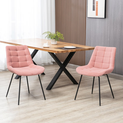 Eetkamerstoelen – Stoelen – Accentstoelen – Keukenstoelen – Retro Stoelen – Fluwelen Bekleding – Afmetingen 50x61x79 cm – Set van 2 – Roze