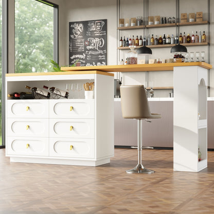 Uitklaptafel – Klaptafel – Vouwtafel – Bartafel – Campingtafel – Uitschuifbaar 138-203 cm – 360° Draaibare Voet – Opbergplank – Wit Metaal