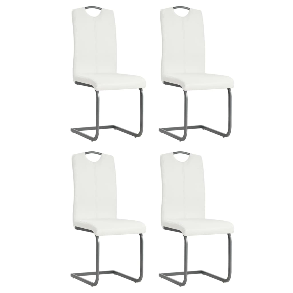 Eetkamerstoel – Stoel – Zitschair – Eettafelstoel – Bijzetstoel – Kunstleer Bekleding – Stevig Stalen Frame – Set Van 4 – Wit