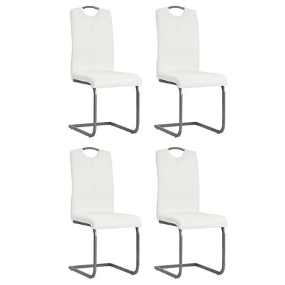 Eetkamerstoel – Stoel – Zitschair – Eettafelstoel – Bijzetstoel – Kunstleer Bekleding – Stevig Stalen Frame – Set Van 4 – Wit