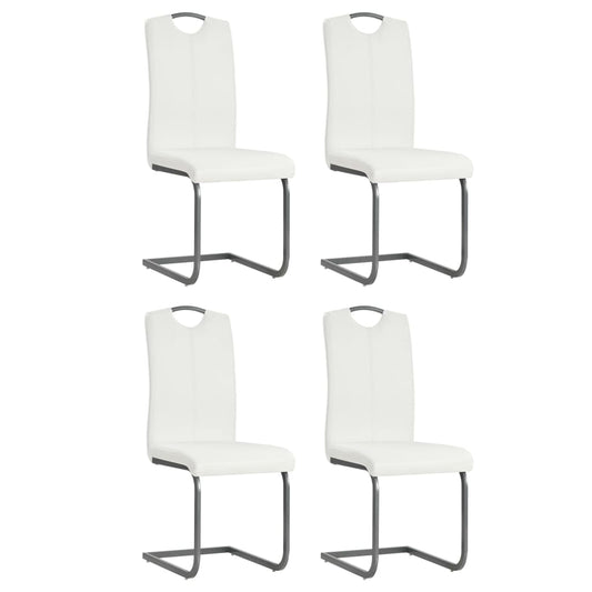 Eetkamerstoel – Stoel – Zitschair – Eettafelstoel – Bijzetstoel – Kunstleer Bekleding – Stevig Stalen Frame – Set Van 4 – Wit
