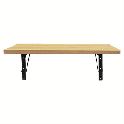 81.28x45.72 cm Heavy-Duty Foldable Wall-Mounted Workbench with Adjustable Height (56.9cm-91.95cm) - Space-Saving Metal Frame & Wood-Like Surface, 49.9 KG Capacity, Manual Operation for Workshop, Garage, Home Office - Modern M