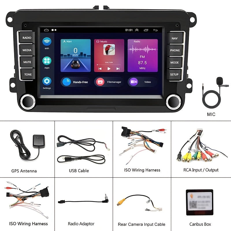 Autoradio – Auto Radio – 2-DIN Radio – Multimedia Speler – GPS Navigatie – 7 Inch Touchscreen – Wireless CarPlay & Android Auto