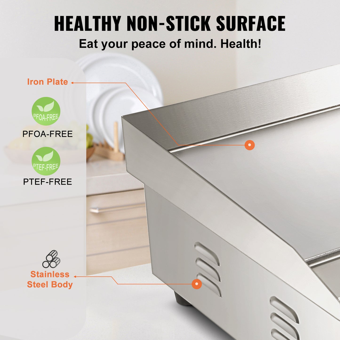 Elektrische Bakplaat – Grillplaat – Teppanyaki – Grill – Kookplaat – RVS – 3000W Vermogen – Groot Bakoppervlak 53,3 cm