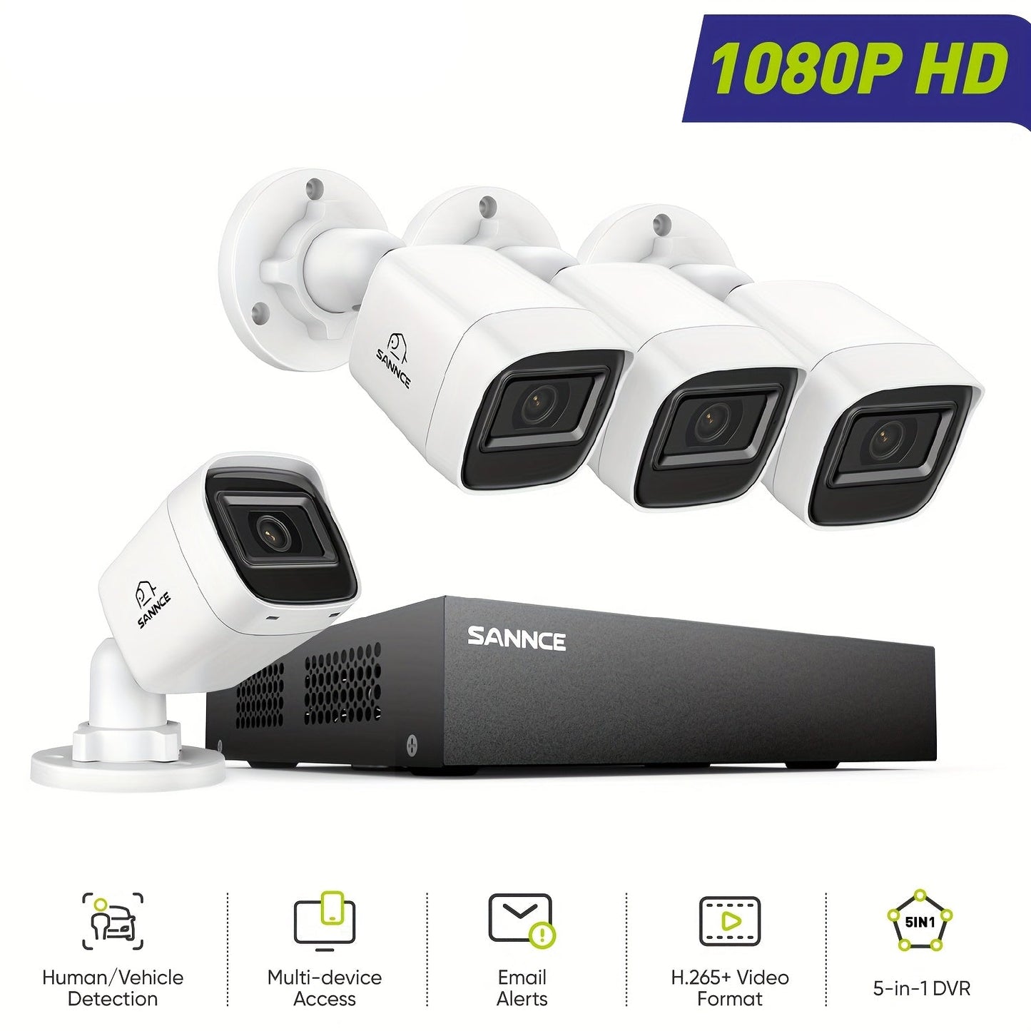 8-kanaals 1080P beveiligingssysteem – CCTV cameraset – videosysteem – bewakingscamera’s – DVR recorder – Zonder HDD – Infrarood nachtzicht 20m – Smart detectie voertuigen en personen