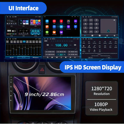 Multimedia Android Head Unit – Autoradio – 2-DIN Speler – GPS Navigatie – Handsfree Systeem – Met 9 Inch IPS Touchscreen – Inclusief 12LED Achteruitrijcamera & Microfoon