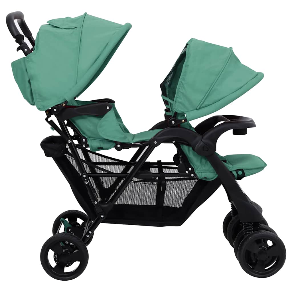 Tandemwagen – Tweelingwagen – Duo Buggy – Duowagen – Bolderwagen – Stevig Stalen Frame – Verstelbaar Zonnescherm