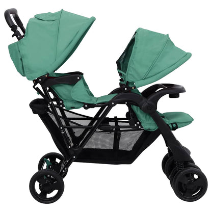 Tandemwagen – Tweelingwagen – Duo Buggy – Duowagen – Bolderwagen – Stevig Stalen Frame – Verstelbaar Zonnescherm