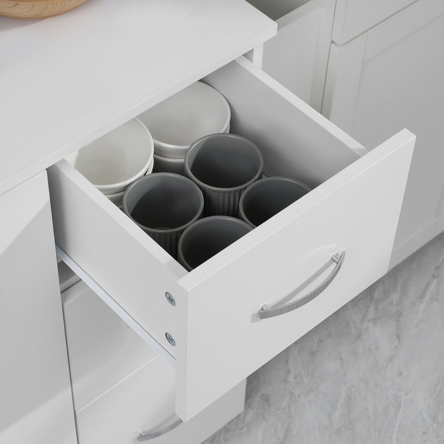 Keukenkast – Buffetkast – Opbergkast – Ladekast – Voorraadkast – Wit – 3 Lades & 3 Planken – Compact 89x39,5x168 cm
