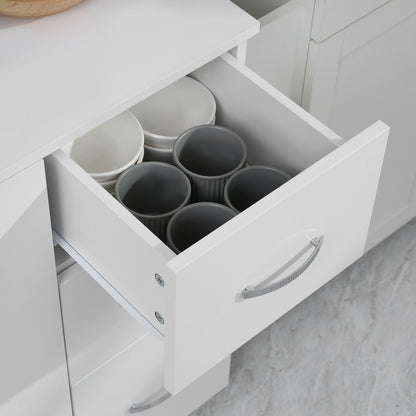 Keukenkast – Buffetkast – Opbergkast – Ladekast – Voorraadkast – Wit – 3 Lades & 3 Planken – Compact 89x39,5x168 cm
