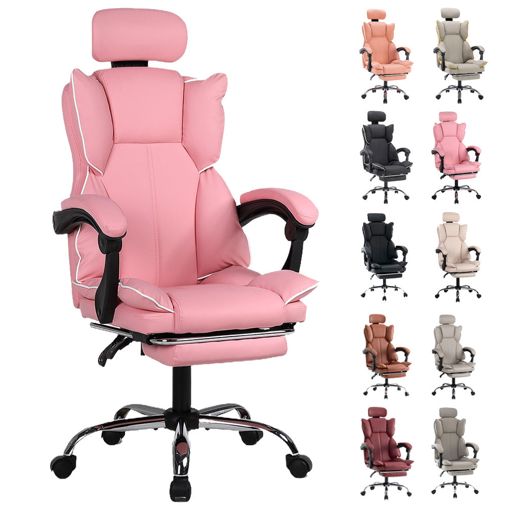 Gamingstoel – Bureaustoel – Gamerstoeltje – Werkstoel – Zwart-Witte Verstelbare PU-Leren Stoel – Ergonomisch Comfort – Stevige Rugondersteuning