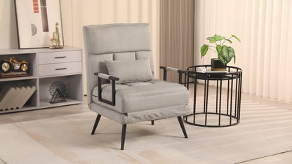 Bedbank – Slaapstoel – Slaapbank – Fauteuil – Logeerbed – Verstelbare Rugleuning 5-standen – Fluweelachtige Bekleding Grijs