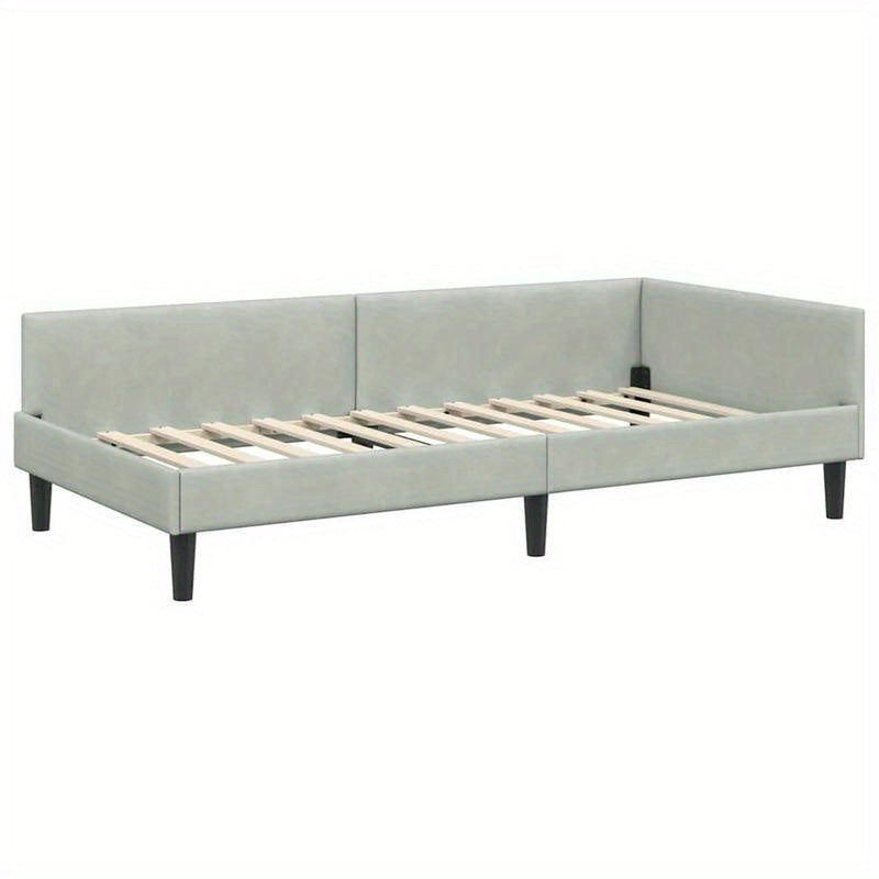 Bedbank – Slaapbank – Sofa Bed – Futon – Zitzak – Lichtgrijs – Uitschuifbaar – 100x200 cm – Gehard Houten Frame – Metalen Versterking