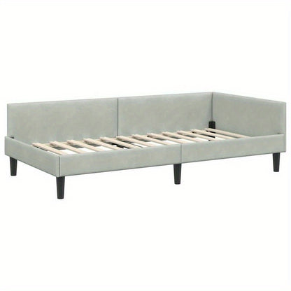 Bedbank – Slaapbank – Sofa Bed – Futon – Zitzak – Lichtgrijs – Uitschuifbaar – 100x200 cm – Gehard Houten Frame – Metalen Versterking
