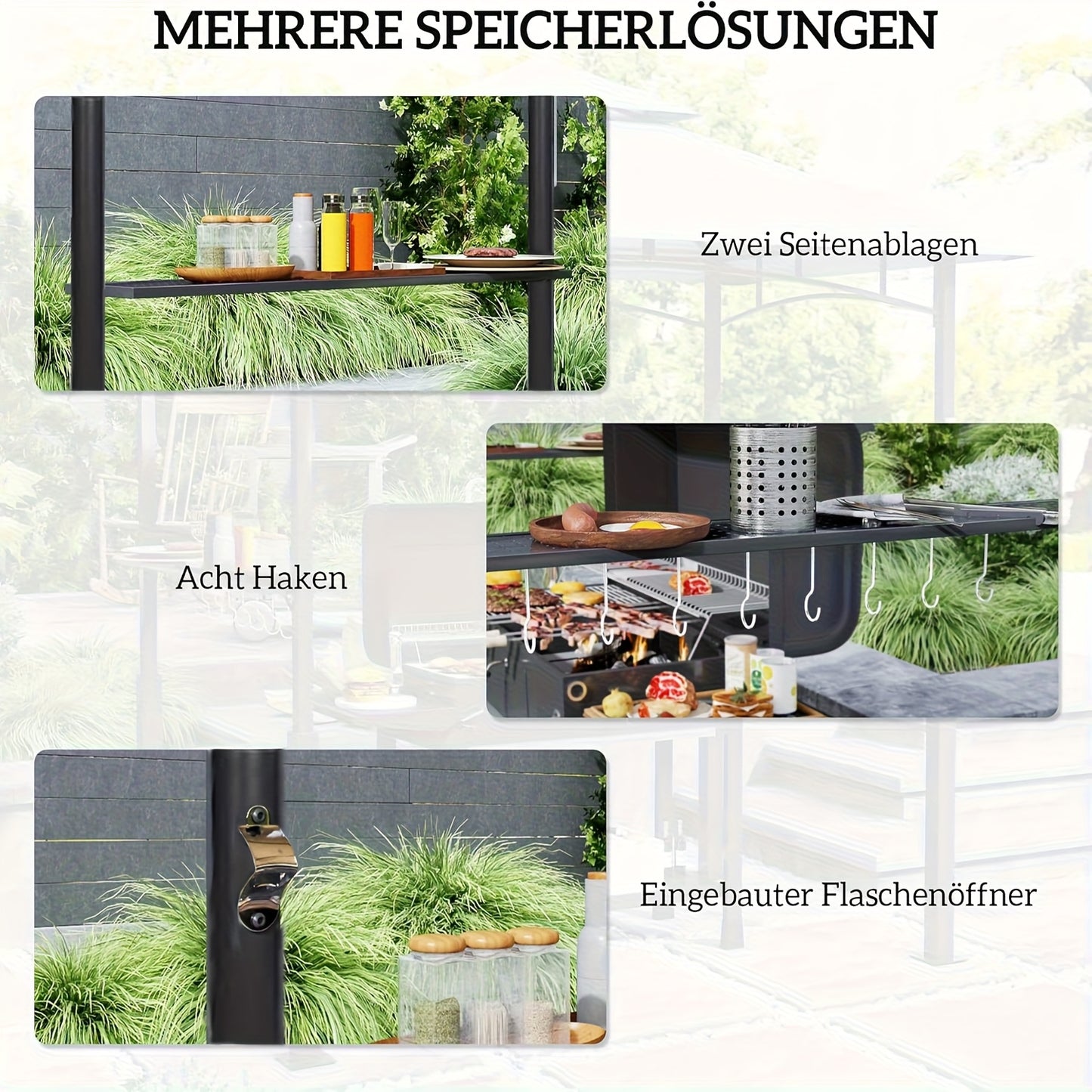 Waterdichte Tuinpaviljoen – Tuinkamer – Overkapping – Partytent – Gazebo – Grijs – 2,35 x 1,45 Meter – Dubbel Dak Windproof