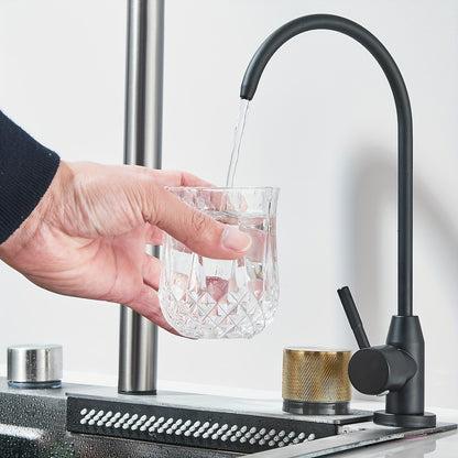 1 Set Built-in Waterfall Sink Single Bowl Kitchen Sinks, High-End Kitchen Deluxe Stainless Steel, Includes 3-In-1 Faucet, Cup Wash And Drain KitStainless Steel Bar Sink with Pull Down Sprayhead Faucet, Gun Gray Or Brushed Gol