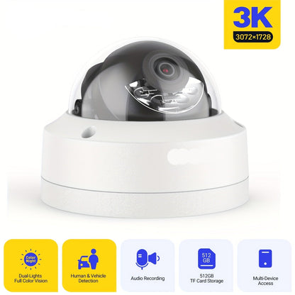 Beveiligingscamera – Bewakingscamera – Turret Camera – Veiligheidscamera – PoE Camera – 5MP Resolutie – AI Mens- en Voertuigdetectie