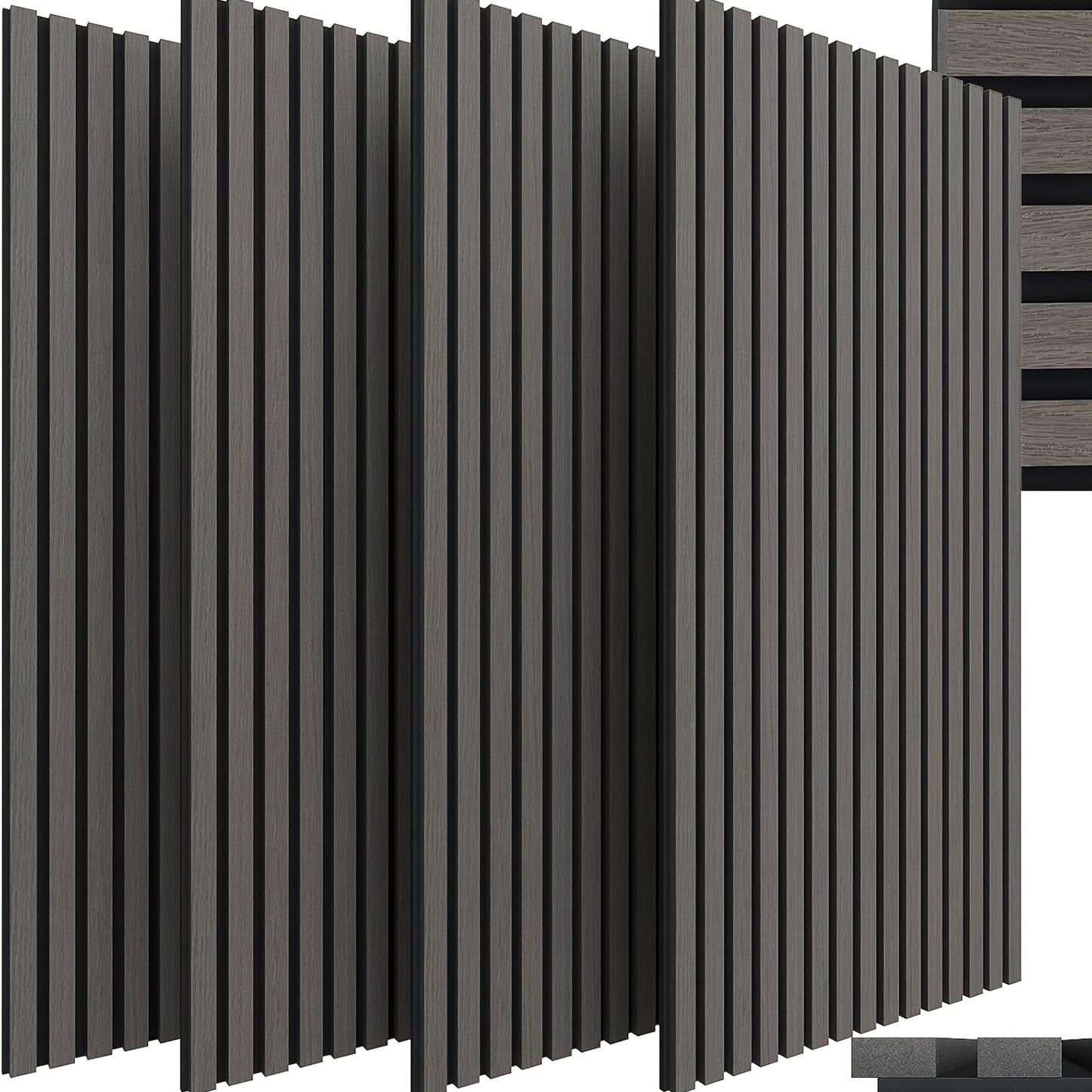 3D Acoustic Panels, Set OF 4, 120x60x2.1cm, Wood-look Wall Panels, Wall Cladding for Effective Sound Insulation, with Felt Soundproofing, for Living Room, Office, Recording Studio, Dressing Room
