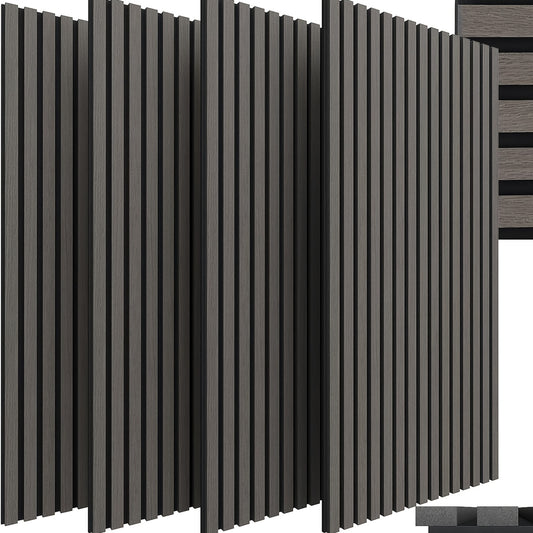 3D Acoustic Panels, Set OF 4, 120x60x2.1cm, Wood-look Wall Panels, Wall Cladding for Effective Sound Insulation, with Felt Soundproofing, for Living Room, Office, Recording Studio, Dressing Room