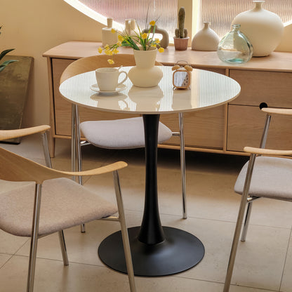 Modern Round Dining Table with Sintered Stone Top & Golden Metal Legs - 78cm Height, Scratch & Heat-Resistant Surface, Seats 2-4 People, Luxury Marble-Like Table for Home, Restaurant, Cafe, Hotel - Easy Assembly, No Wood/Main
