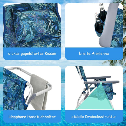 Campingstoel – Kampeerstoel – Vouwstoel – Strandstoel – Visstoel – 3-delige Set Met Verstelbare Rugleuning & Inclusief Tafel – Lichtgewicht, Waterbestendig Marine