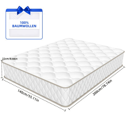 Matras – Pocketveringmatras – Tweepersoonsmatras – Koudschuimmatras – Logeermatras – 140x200x22 cm – Memory Foam Toplaag – Ademend en Bewegingsisolerend