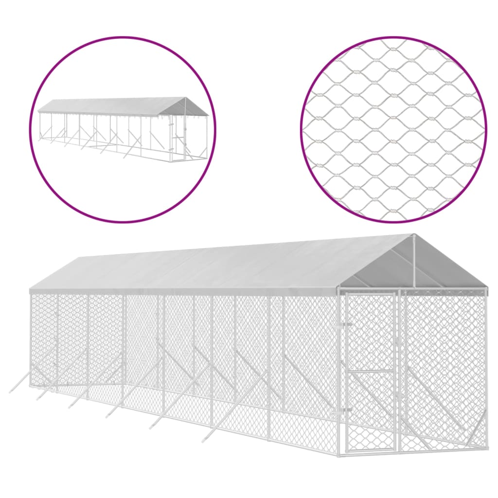 Buitenren Voor Huisdieren – Hondenren – Konijnenren – Kippenren – Dierenren – Stevige Gegalvaniseerde Stalen Constructie – Water- En UV-Bestendig Dak – Variant 2x14x25m