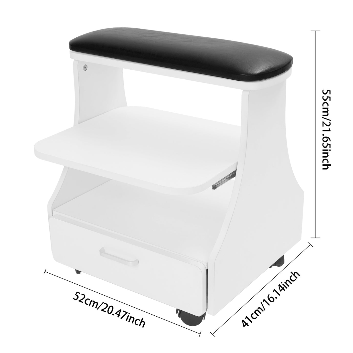 Nagelwagen – Salonwagen – Kappers Trolley – Beauty Trolley – Pedicurewagen – 3 Lagen Opbergniveaus – Stevig MDF Met Melamine Afwerking – 4 Zwenkwieltjes Met Remmen