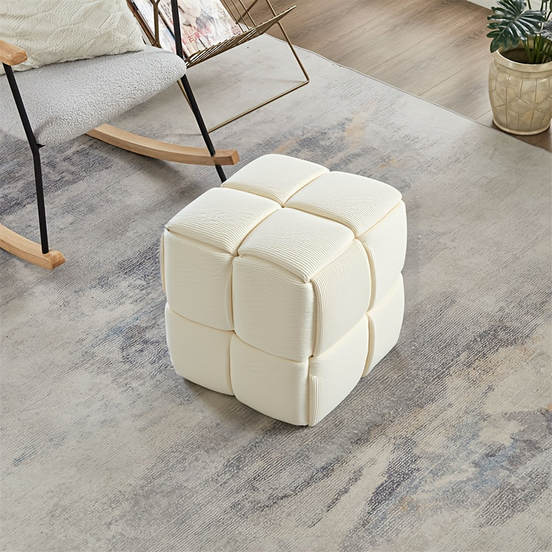 Kruk – Poef – Zitkruk – Bijzetkruk – Voetenbankje – Corduroy Stof – Compact 40x40x40 cm – Beige