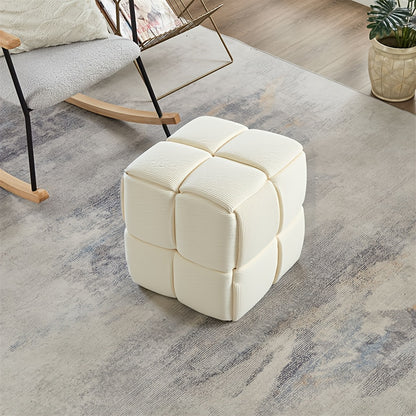 Kruk – Poef – Zitkruk – Bijzetkruk – Voetenbankje – Corduroy Stof – Compact 40x40x40 cm – Beige