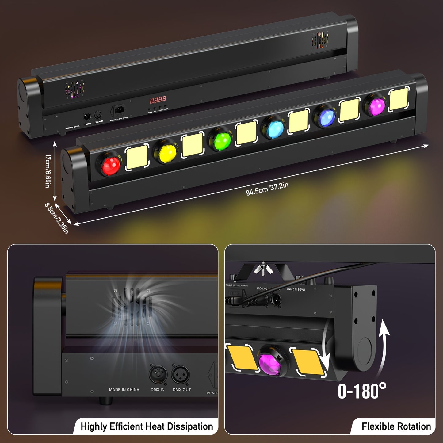 Moving Head Bar Light – DJ Licht – Stage Licht – Beam Light – Wall Wash Light – 150W Vermogen – RGBW DMX Controle - QUORE