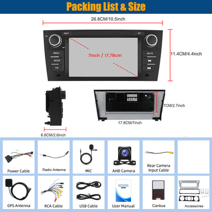 Android Autoradio – Multimedia Systeem – Navigatie Unit – Touchscreen Radio – Carplay Android Auto – 7 Inch HD Scherm – 6GB RAM 128GB Opslag – Inclusief Achteruitrijcamera en Microfoon