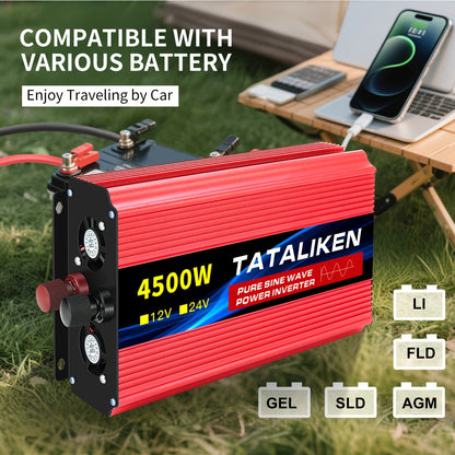 Stroomomvormer – Spanningsomzetter – Omvormer – Inverter – Zuivere Sinusgolf – 4500W Piekvermogen – LCD-Display