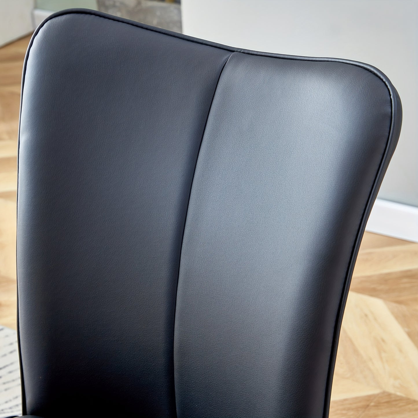 Modern Minimalist Black Dining Chair with PU Leather Backrest And Black Metal Legs for Dining Room, Bedroom And Living Room. Each Box Contains Two Chairs.