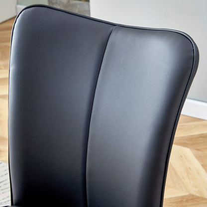 Modern Minimalist Black Dining Chair with PU Leather Backrest And Black Metal Legs for Dining Room, Bedroom And Living Room. Each Box Contains Two Chairs.