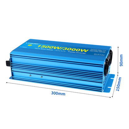 Omvormer – Spanningsomvormer – Inverter – Converter – 24V Variant – 1500W Continu Vermogen – Zuivere Sinusgolf Met LCD Display