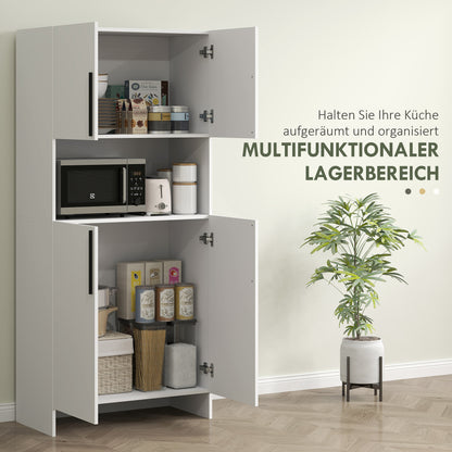 Wit Keukenkastje – Opbergkast – Kastje – Keukenmeubel – Microgolfstandaard – Compact Formaat – Stevige Spaanplaat