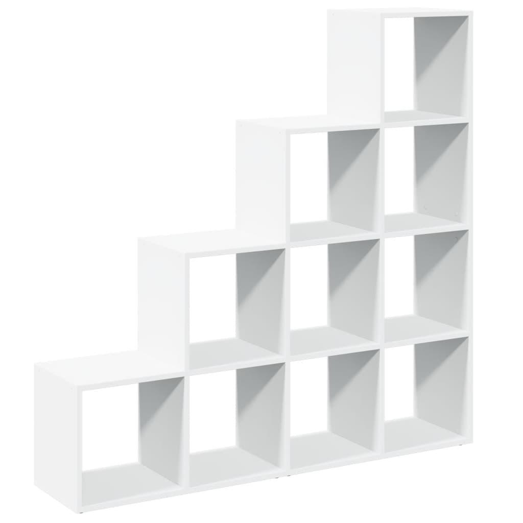 Room Divider Bookcase 4-Tier White 131.5x29x131.5cm Engineered Wood Bookcase Shelves Storage Cabinet Display Rack Bookshelf for Living Room, Home Office, Utility Racks
