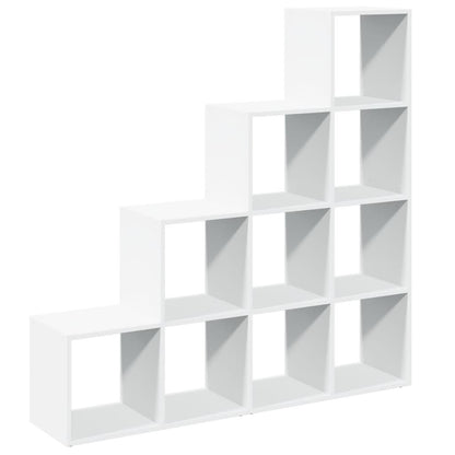 Room Divider Bookcase 4-Tier White 131.5x29x131.5cm Engineered Wood Bookcase Shelves Storage Cabinet Display Rack Bookshelf for Living Room, Home Office, Utility Racks