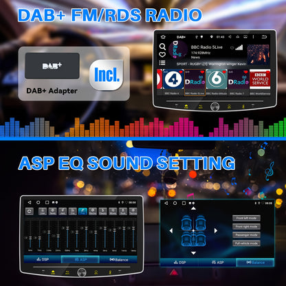 Autoradio – Car Stereo – Inbouwradio – Multimedia Speler – 1 DIN Radio – Android 14.0 – 10,1 Inch HD IPS Touchscreen – Draaibaar Display – 4GB+64GB – AHD Camera – Microfoon – DAB+ Adapter – GPS Navigatie – Wifi & Bluetooth