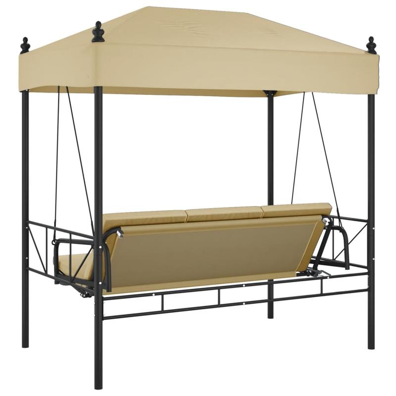 Hollywood Schommelbank – Tuinbank – Zitzak Schommel – Lounger – Swingbed – Stabiel Stalen Frame – Polyester Zonnedak – Sandkleur