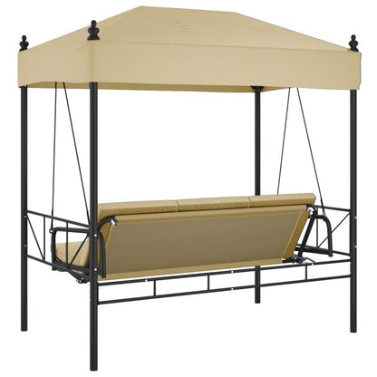 Hollywood Schommelbank – Tuinbank – Zitzak Schommel – Lounger – Swingbed – Stabiel Stalen Frame – Polyester Zonnedak – Sandkleur