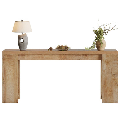 63-Inch Extra Long Console Table Suitable for Entryway, Living Room - Modern Farmhouse Sofa Table with Light Oak Brown Engineered Wood Top & Narrow Space-Saving Design, Easy Assembly for Hallway, Apartment, Small Spaces - Dur