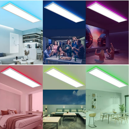LED Plafondpanelen – LED Plafondlampen – Panelen Verlichting – Plafondverlichting – RGB Plafondlamp – Set Van 2 – 120 cm – Stepless Dimbaar Met Afstandsbediening – Ultra-Dun 40W 3000K-6500K