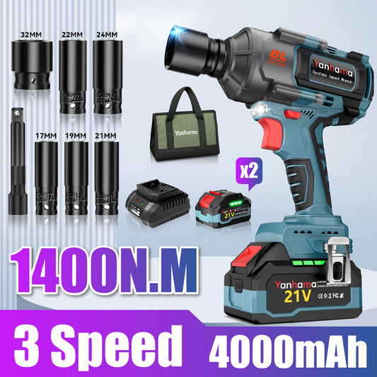 Slagmoersleutel – Accu Slagmoersleutel – Elektrische Slagschroevendraaier – Momentsleutel – Slagschroevendraaier – 21V Borstelloze Motor – 4000 mAh Lithium-ion Accu