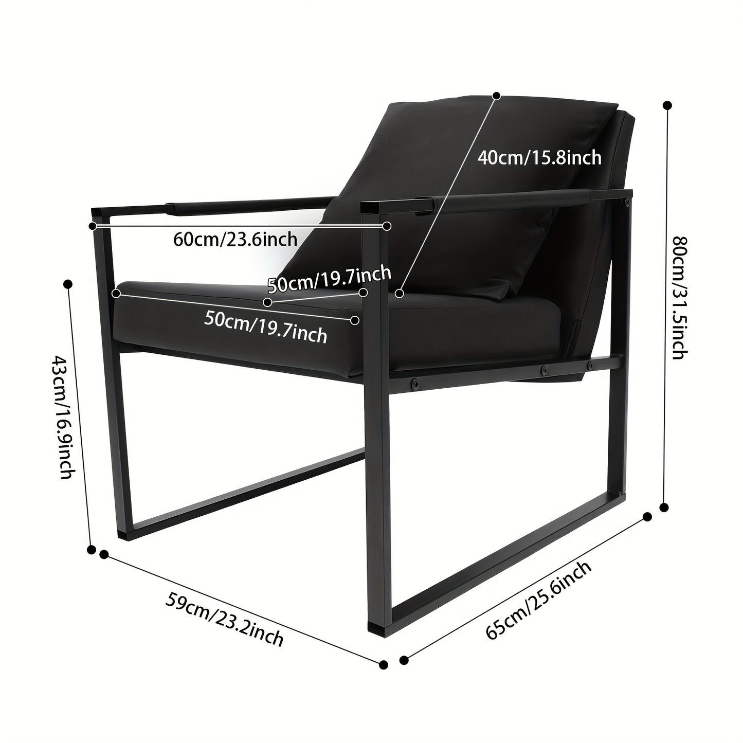 TOOL1SHOOO Modern 58.93x65.02x80.01 cm Armchair - Sponge-Filled Ergonomic Design, Sturdy Iron Frame, Easy Assembly Indoor/Outdoor Lounge Chair for Living Room, Office, Bedroom, Guest Room & Dining Room, Indoor Outdoor Chair,