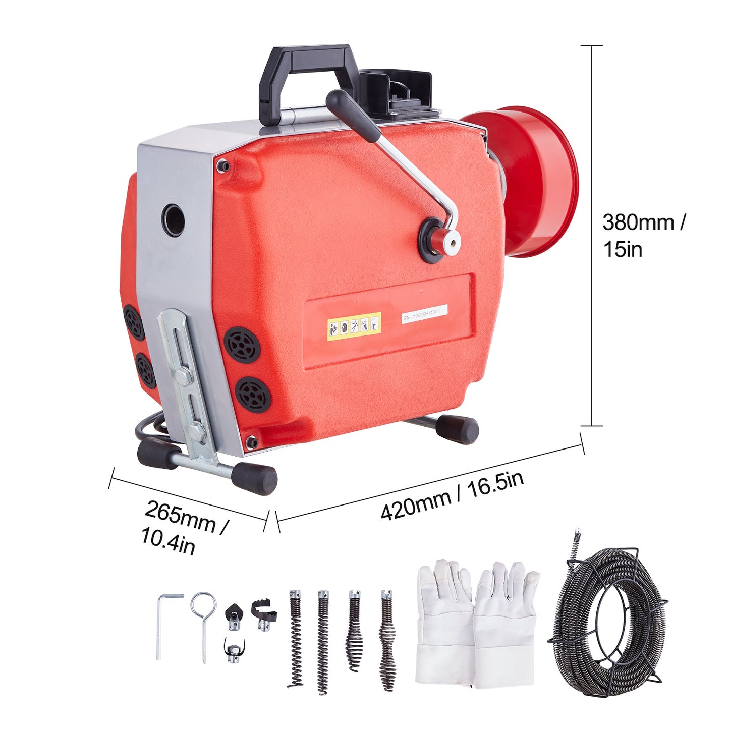 Ontstoppingsmachine – Rioolontstopper – Afvoerontstopper – Drain Cleaner – Kabelontstopper – 120 ft Stalen Kabel – 420W Motorvermogen